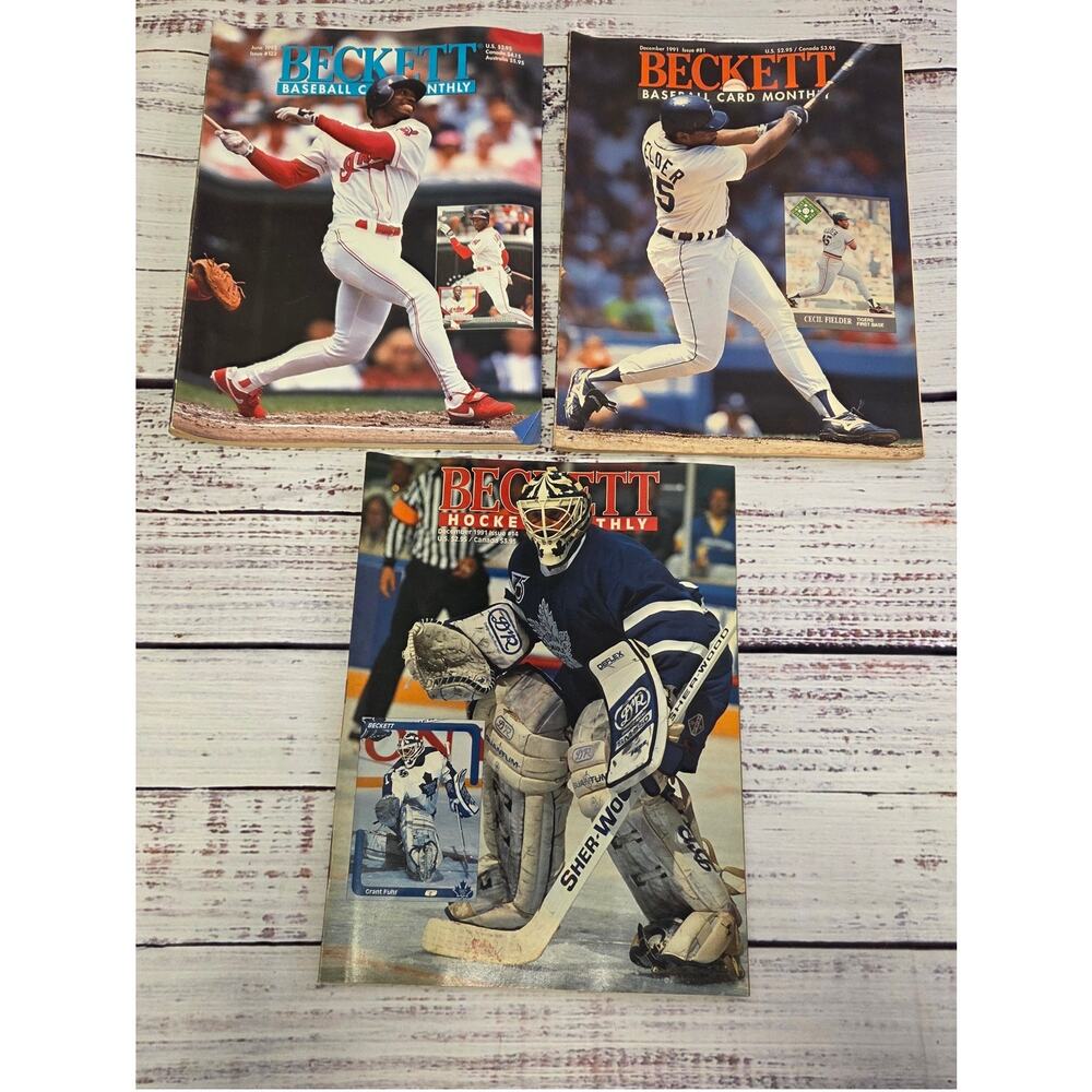 Beckett Baseball Hockey Card Monthly Magazines Lot 3 1991 1995 Issues